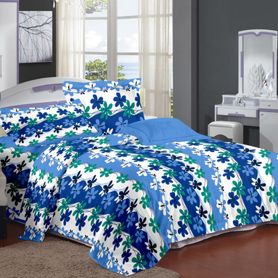 57% OFF on Ahmedabad Cotton Cotton Floral Single Bedsheet 1 single bedsheet & 1 pillow cover, Blue, White