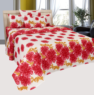 53% OFF on FabLooms Cotton Floral Double Bedsheet