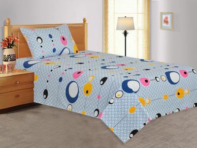 20% OFF on Salona Bichona Cotton Abstract Single Bedsheet 1 Single Bedsheet, 1 Pillow Cover, Blue