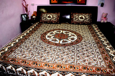 22% OFF on Rajasthani Decor Cotton Printed Queen Bedsheet