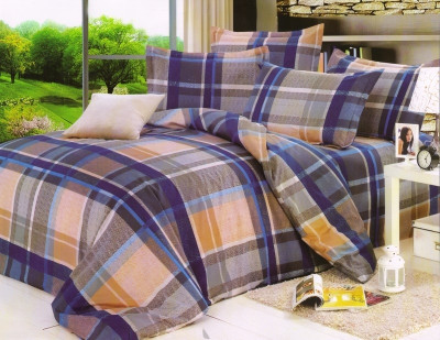 55% OFF on Solitaire Cotton Checkered, Striped Double Bedsheet