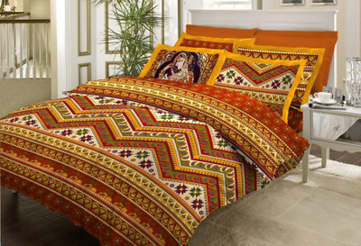 10% OFF on Bombay Dyeing Cotton Printed Double Bedsheet 1 King size Bedsheet, 2 Pillow Covers, Red