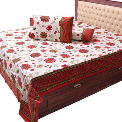 63% OFF on Little India Cotton Floral Double Bedsheet