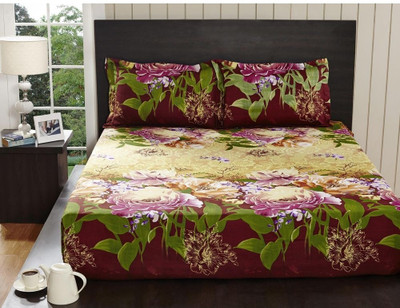 50% OFF on @HOME Polycotton Floral Double Bedsheet Brown