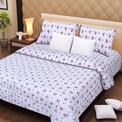 59% OFF on IWS Cotton Floral Queen Bedsheet 1 Bedsheet, 2 Pillow cover, White