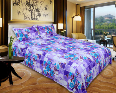 63% OFF on Floor Fashion Cotton Abstract Double Bedsheet 1 Double Bedsheet, 2 Pillow Covers, Multicolor