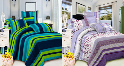 58% OFF on Carah Polyester Printed Double Bedsheet 2 Bedsheet, 4 Pillow Covers, Multicolor