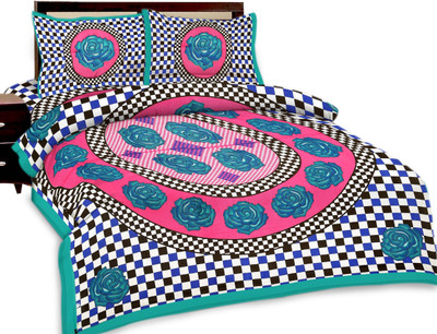 62% OFF on RajLaxmi Cotton Checkered Double Bedsheet