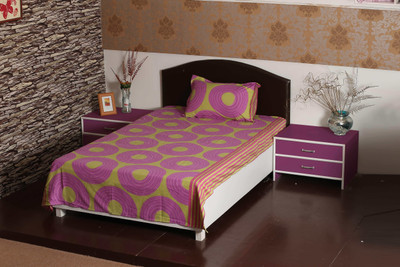 63% OFF on Aalidhra Polyester Silk Blend Polka Single Bedsheet 1 Single Bedsheet and single Poillow Covers, Multicolor