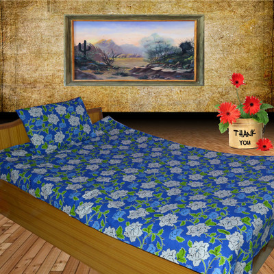 55% OFF on Fabbig Cotton Floral Single Bedsheet