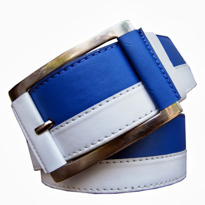 55% OFF on Winsome Deal Men Casual Artificial Leather Belt White and Blue
