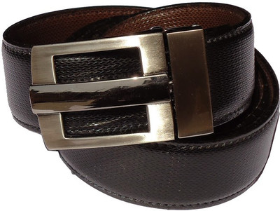 82% OFF on MMS Men Formal Black Canvas Reversible Belt Black