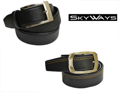 71% OFF on SkyWays Men Formal, Casual Black Genuine Leather Belt Black-01
