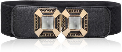 65% OFF on Calvino Women Casual, Formal Black Artificial Leather Belt Black