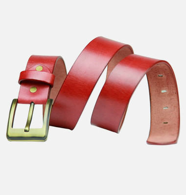 56% OFF on 99cells Men, Women Casual Red Genuine Leather Belt Red