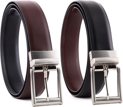 60% OFF on Bluth Men Formal Black Artificial Leather Reversible Belt Black, Brown