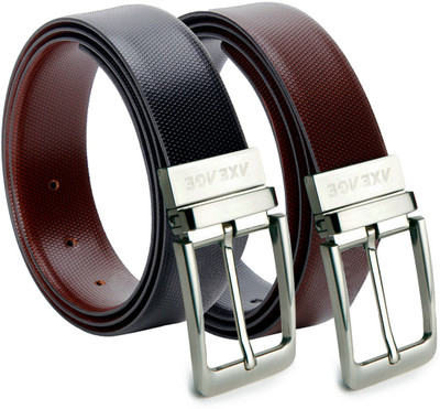 AXEAGE Men Formal Black, Brown Genuine Leather Reversible Belt Black & Brown AXEAGE Men Formal Black, Brown Genuine Leather Reversible Belt Black & Brown