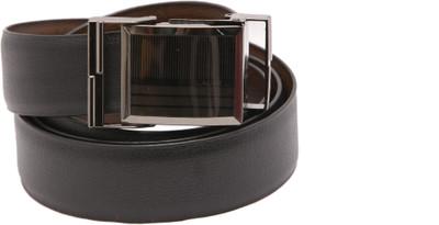 58% OFF on Air Men Formal Black Artificial Leather Reversible Belt Black