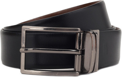 Newhide Men Black, Brown Metal Reversible Belt Black and Brown Newhide Men Black, Brown Metal Reversible Belt Black and Brown