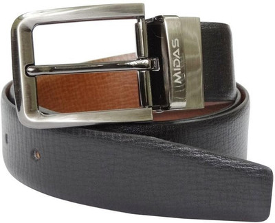 50% OFF on Midas Men Formal Multicolor Genuine Leather Reversible Belt Black, Brown