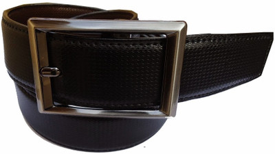 84% OFF on MMS Men Formal Black Canvas Reversible Belt Black