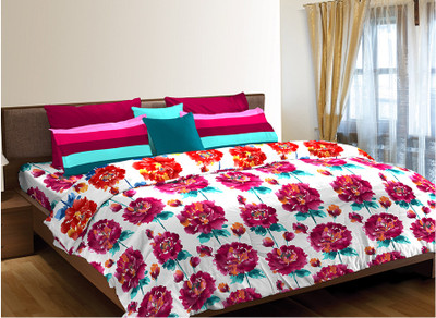 25% OFF on Stellar Home USA Cotton Floral Single Bedsheet