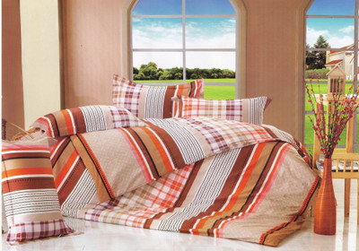 40% OFF on Just Linen Cotton Geometric King Bedsheet 1 Bedsheet, 2 Pillow Covers, Multicolor