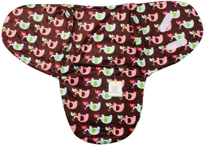 Ole Baby Elephant With Flower Print Comfortable Swaddle Blanket, Adjustable Infant Wrap With Velcro Closure , Soft Furry In Pink,White And Brown 0-9 Months Sleeping Bag (Multicolor)