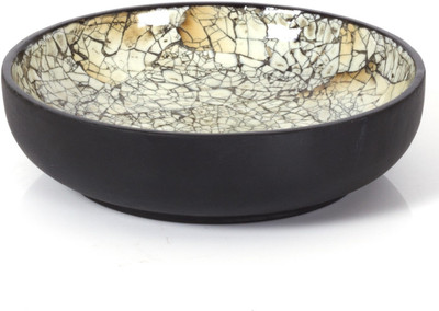 Cherrytin Dark Eggshell Earthenware Bowl Black, White, Pack of 1 Cherrytin Dark Eggshell Earthenware Bowl Black, White, Pack of 1