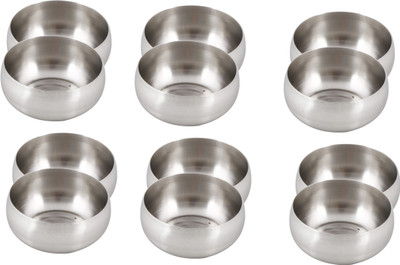 29% OFF on Ndura Vati Bulging Matt 04 Stainless Steel Bowl Set Silver, Pack of 12