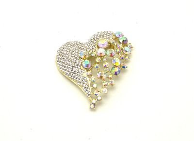 55% OFF on La Parisienne Heart of Diamonds Brooch Gold, Silver