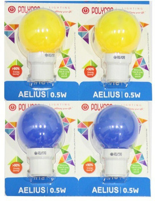 Polycab 0.5 W LED Bulb Blue, Yellow, Pack of 4 Polycab 0.5 W LED Bulb Blue, Yellow, Pack of 4