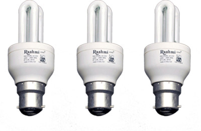 28% OFF on Rashmi 3U Lamp B22 Cap 8 W CFL Bulb White, Pack of 3