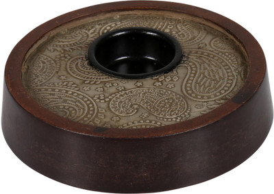 Rajrang Paisley Candle Holder Wooden 1 - Cup Candle Holder (Brown, Pack Of 1)
