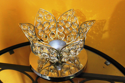 34% OFF on PacknGift Lotus Shaped Candle With Base Iron 1 - Cup Tealight Holder Silver, Pack of 1
