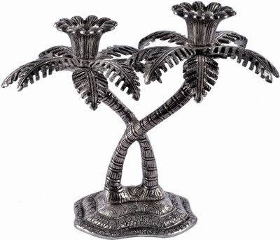 Soundarya Carbon Steel 2 - Cup Candle Holder Silver, Pack of 1 Soundarya Carbon Steel 2 - Cup Candle Holder Silver, Pack of 1
