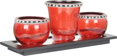 50% OFF on Skycandle Glass, Wooden 3 - Cup Tealight Holder Red, Pack of 4 50% OFF on Skycandle Glass, Wooden 3 - Cup Tealight Holder Red, Pack of 4