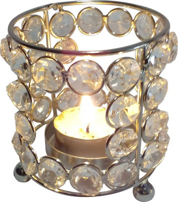 50% OFF on Decor8 Crystal & Round Shape T Light With Iron 1 - Cup Candle Holder Silver, Pack of 1