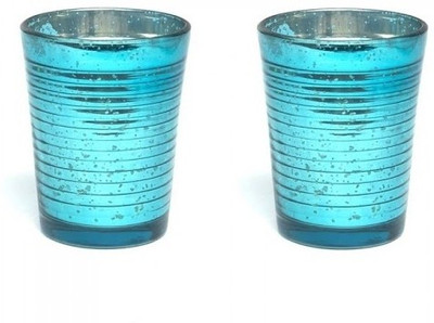 Indian Reverie Glass Tealight Holder Set Blue, Pack of 2 Indian Reverie Glass Tealight Holder Set Blue, Pack of 2