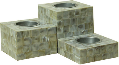 32% OFF on KKD Wooden Tealight Holder Set White, Pack of 3