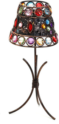 37% OFF on Aapno Rajasthan Lamp Shade with Color Glass Holders Cast Iron 1 - Cup Tealight Holder Brown, Pack of 1