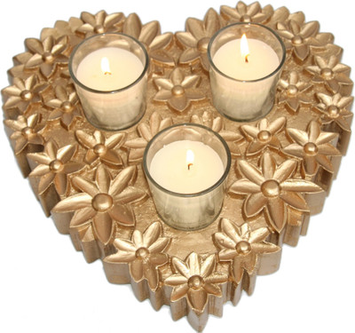 30% OFF on Inspired Livingg Gold Heart Votive Wooden, Glass 3 - Cup Tealight Holder Set Gold, Pack of 1 30% OFF on Inspired Livingg Gold Heart Votive Wooden, Glass 3 - Cup Tealight Holder Set Gold, Pack of 1