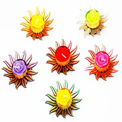 9% OFF on Ghasitaram Gifts Brass 6 - Cup Tealight Holder Multicolor, Pack of 6