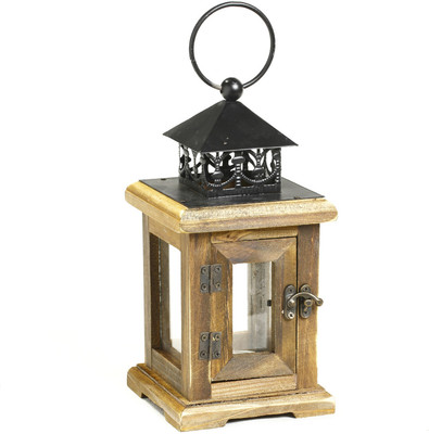 45% OFF on Aapno Rajasthan Square Light House Lantern With Design Top Wooden Tealight Holder Brown, Pack of 1