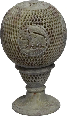 25% OFF on Artist Haat Handcrafted Hand Carved Natural Soapstone Stoneware 1 - Cup Tealight Holder Beige, Pack of 1