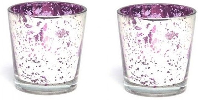 Indian Reverie Glass Tealight Holder Set Pink, Pack of 2 Indian Reverie Glass Tealight Holder Set Pink, Pack of 2