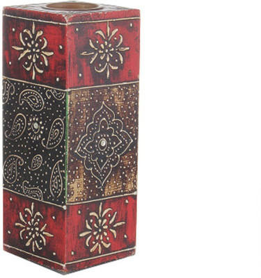 35% OFF on Apkamart Square Shaped - 6 Inch Wooden 1 - Cup Candle Holder Multicolor, Pack of 1