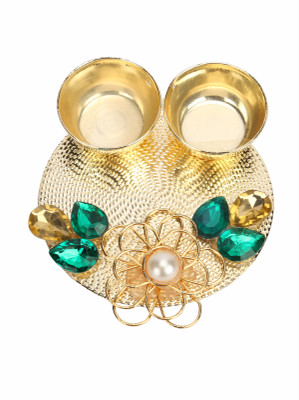 Anisha Creatives Iron 2 - Cup Tealight Holder Set Gold, Pack of 1 Anisha Creatives Iron 2 - Cup Tealight Holder Set Gold, Pack of 1