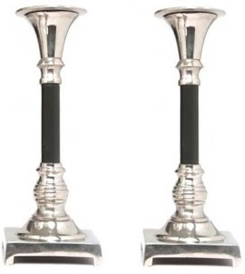 Indian Reverie Aluminium, Nickel Candle Holder Set Silver, Pack of 2 Indian Reverie Aluminium, Nickel Candle Holder Set Silver, Pack of 2