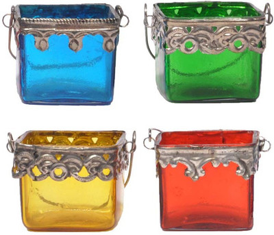 50% OFF on Home and Bazaar Glass, Iron 1 - Cup Candle Holder Multicolor, Pack of 4